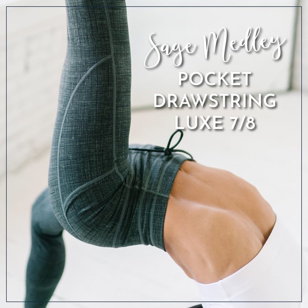 Zyia, Luxe, Sage Medley Pocket Drawstring 7/8
